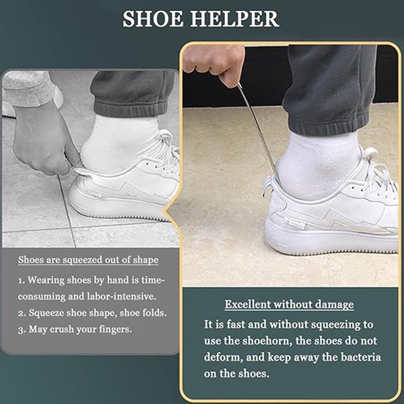 Metal Shoe Horn Long Handle for Seniors, Multifunctional Stainless Steel Stick