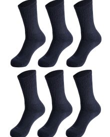 Casual Cotton Crew Socks for Women 6 Pairs Solid Color Breathable Sport Socks Shoe Size 5-10